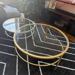 Gold & Glass coffee table set