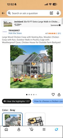 Walk in Chicken Coop with nesting box