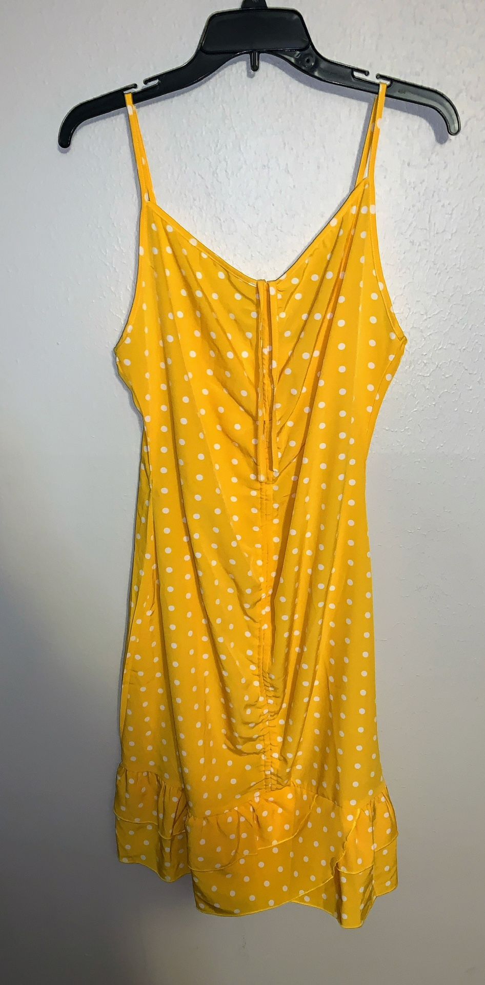 Women’s Yellow And White Poka Dot Summer Dress
