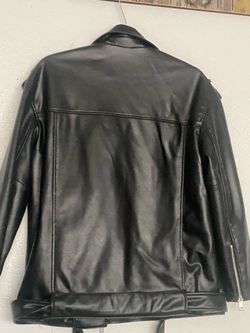 👋 Zara Beautiful Black Faux Leather Moto Jacket For. Man Size Medium like New
