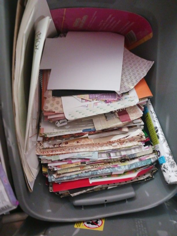 Huge 18gal Bin Of Scrapbook Paper.