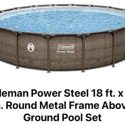 Coleman Power Steel 18 ft. x 48 in. Round Metal Frame Above Ground Pool Set