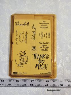 Vintage 2001 Stampin’ Up Many Thanks Rubber Stamp Set of 9 Retired Wood Mounted