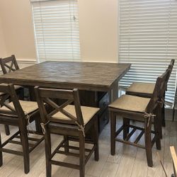 Rustic Counter Height Table 6 Chairs