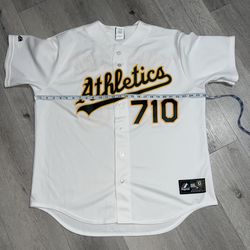 Oakland Athletics Baseball Jersey Mens XL White Nuggetry 710 Majestic Custom