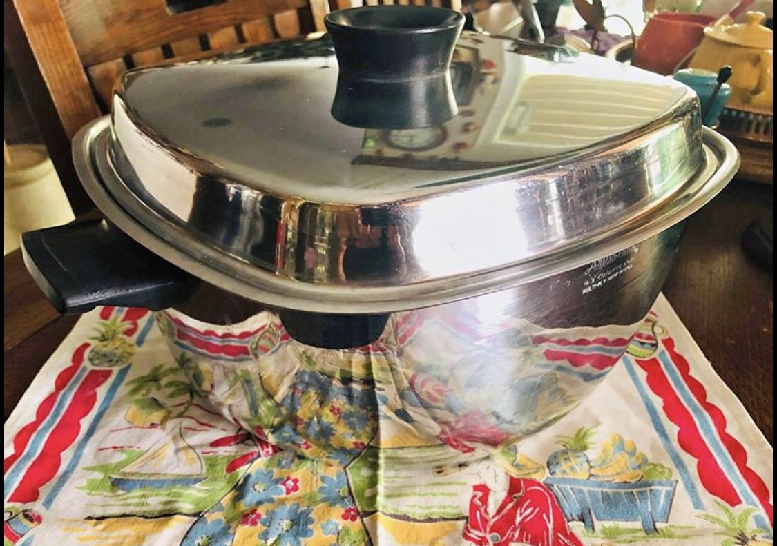 Vintage West-Bend Aristocraft Stainless Steel Square Stock Pot Dutch Oven Pan Waterless Cookware