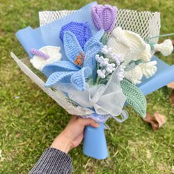 Crochet Lily Roses Bouquet 