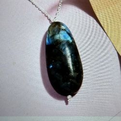 EXTRA LARGE CABOCHON OF *LABRADORITE* STERLING BALE. *SEE SIZE INFO IN PICTURES* &  BELOW!👇👇(NC-10994)