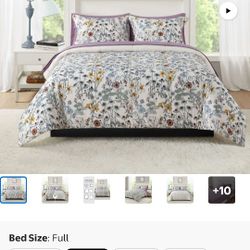 Full Reversible Comforter and Sheet set And Waterproof Mattress Pad