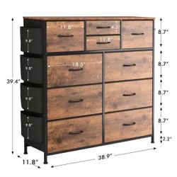 Dresser 10 drawer | wooden finish | fabric dressor | $110