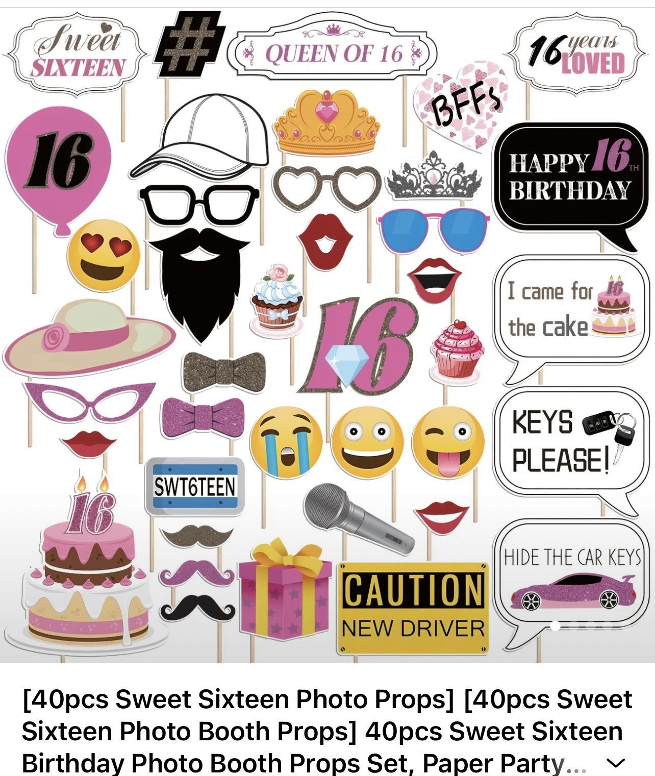 Sweet 16 birthday Photo Props