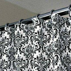 NEW W/OUT PACKAGE VICTORIAN FLORAL FLOWER GOTHIC SILVER METALLIC BLACK VELVET FILAGREE SHOWER CURTAIN BATHROOM DECOR