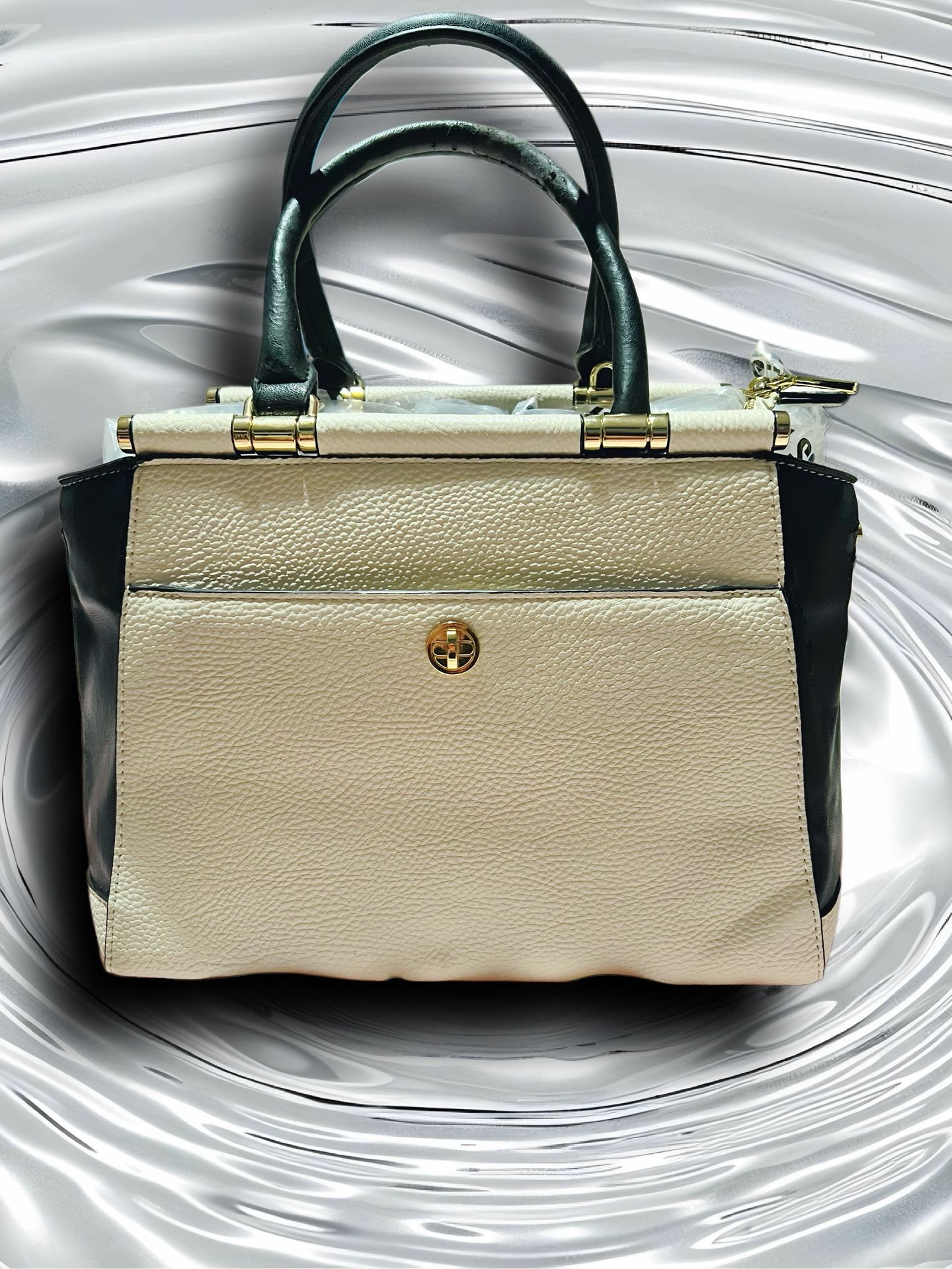 Charming Charlie Satchel Bag – Cream & Blac