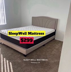 Queen size bed frame with pillow top mattress included