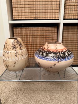 Vase horsehair pottery