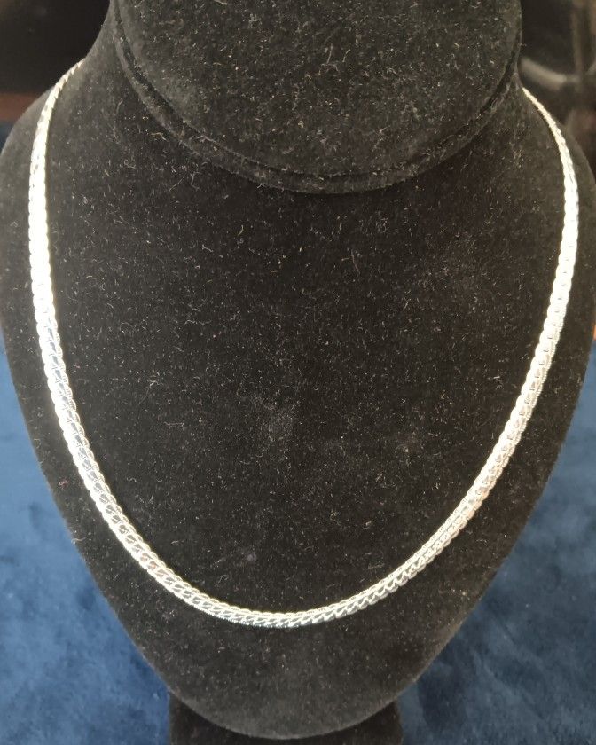 Silver 20" Flat Braided Necklace