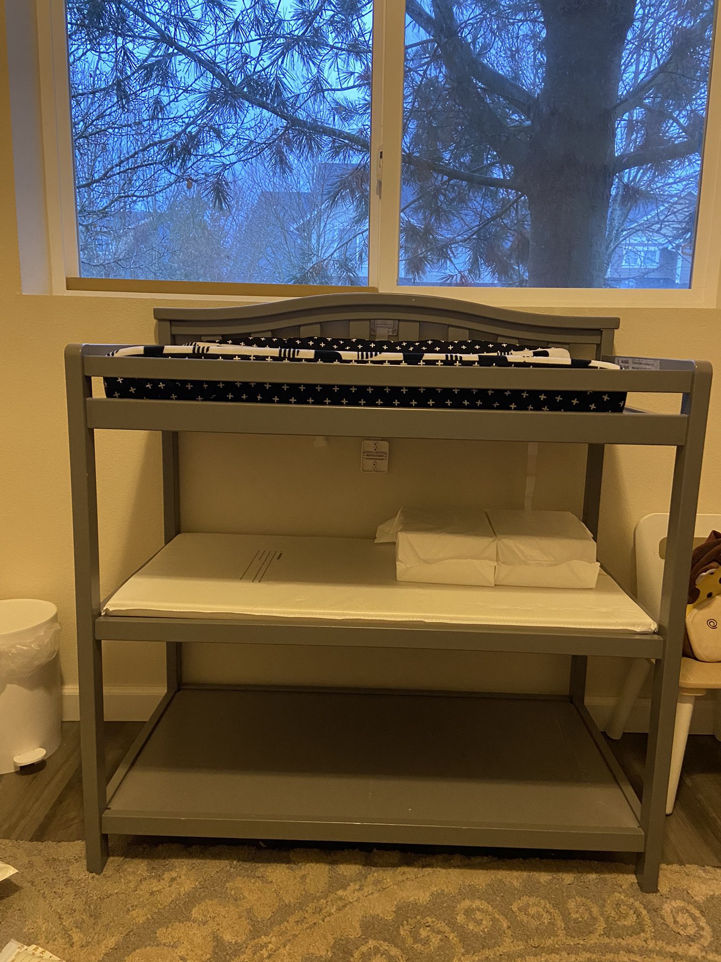 Gray Changing Table + Changing Pad