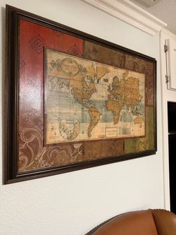 Terre Orbis Vintage World Map Framed Wall Art