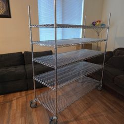 Heavy Duty Industrial Grade Wire Shelving Racks with Rolling Wheels