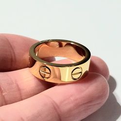 Gold Love  Ring Band Cuff Unisex Women's Men's Gift 6mm Wide