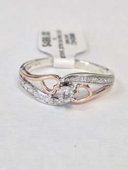 10kt Rose Gold & Silver Diamond Ring
