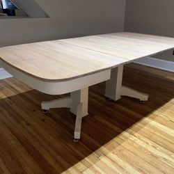 Bleached Oak Dining Room Table -5Leaves