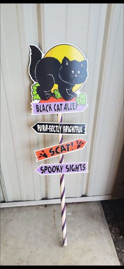 Halloween Black Cat Alley Yard Sign Stake