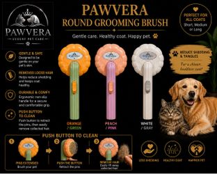 Pawvera Self-Cleaning Round Grooming Brush for Dogs & Cats