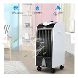 500 CFM 3-Speed Portable Evaporative Cooler Fan Humidify with Filter Knob Control in Black and White for 200 sq. ft.