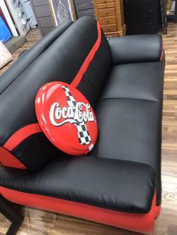 Red black luxury couch and loveseat $39 down