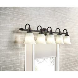 Portfolio 5-Light Bronze Traditional Vanity Light Bar