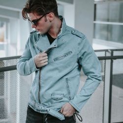 Men’s fashion denim jacket made in turkey size small, medium, large available