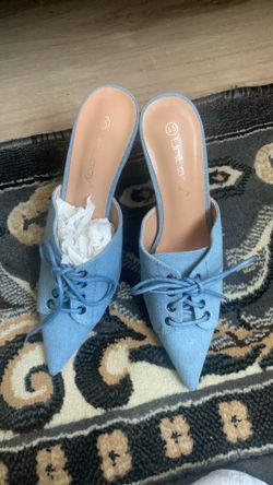 Woman blue heels