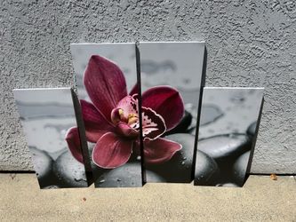 4-Piece Orchid Canvas Wall Art – Excellent Condition