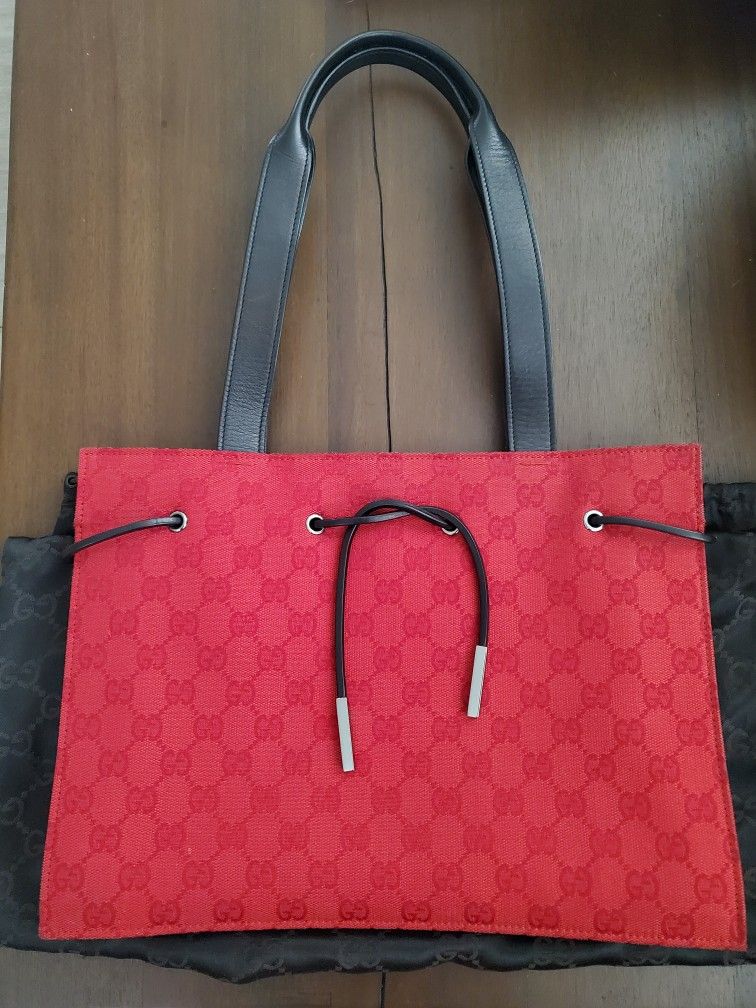Gucci Red GG Canvas Tote Shoulder  Bag  