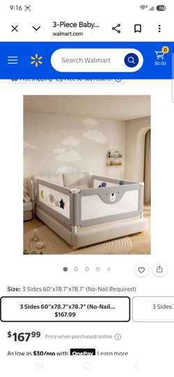 ONEYA BABY 3 Piece Bed Rail Guard for Queen Bed