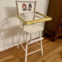 Doll High Chair Wooden Antique 