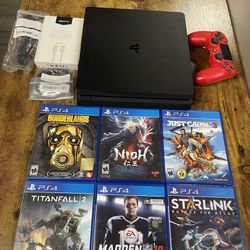 Play Station 4 PS4 Slim 500GB Comes With All The Wires Controller And 6 Cool Games Ready To Play