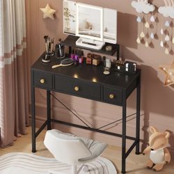 Make-up Vanity Small Black With LED Mirror [NEW]