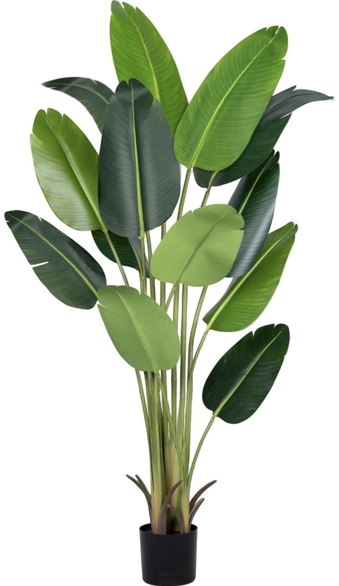 Artificial Bird of Paradise Plant 6Ft Fake Tropical Palm Tree with 13Trunks Faux Banana Leaf Trees in Pot