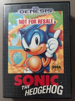 SONIC the HEDGEHOG Not For Resale Copy 1991 Sega Genesis Set: Case, Cartridge, Manual