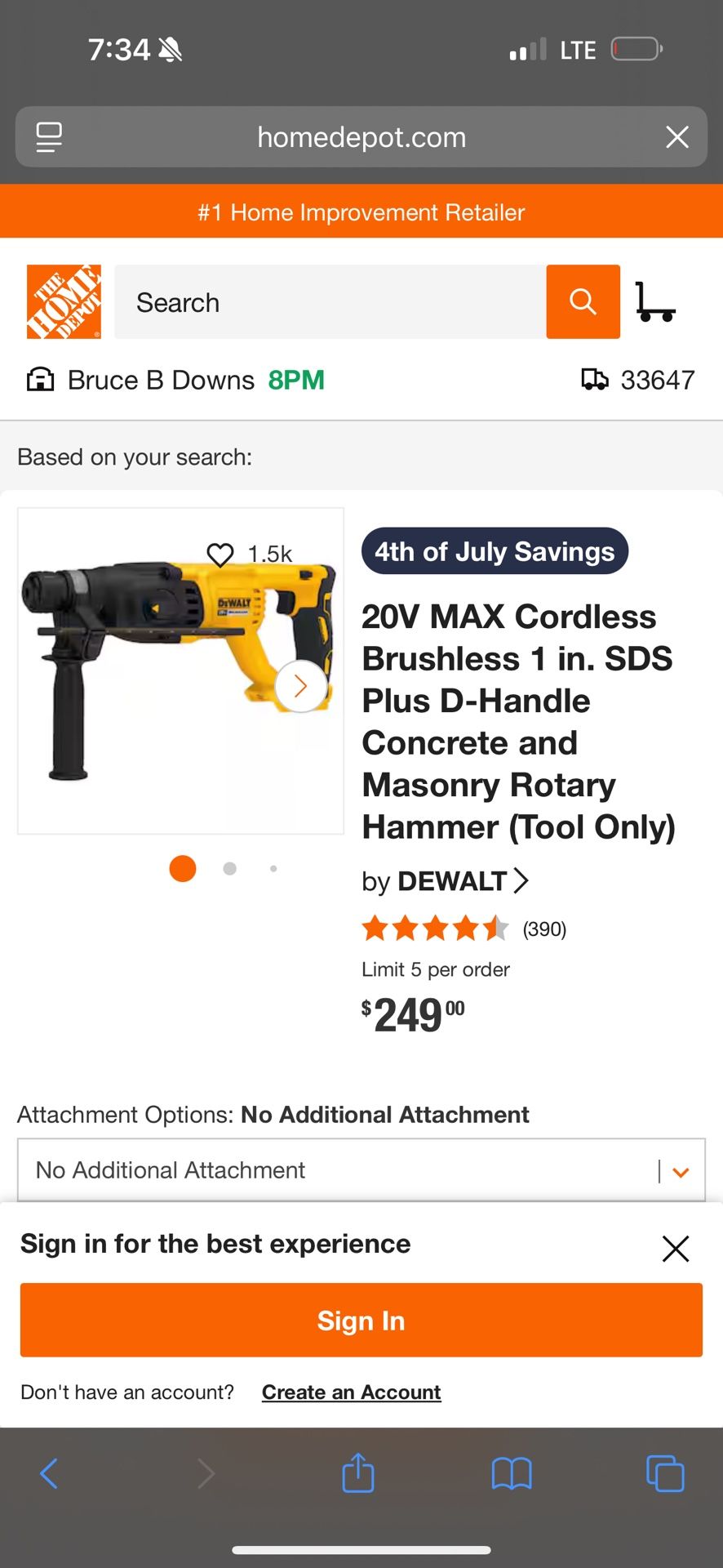 Dewalt Hammer Drill *Tool Only*