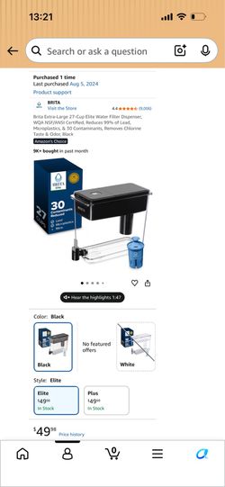 Brita water filter and replacement filters