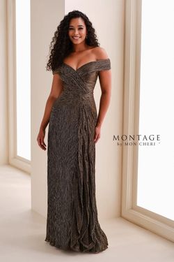 Montage Mon Cheri Metallic Gold Evening Gown Broze Gold sz 4 "Liquidation Sale"
