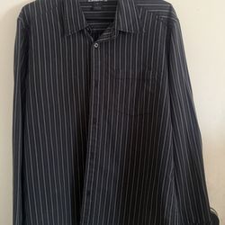 Men’s Black Pinstripe Long Sleeve Shirt