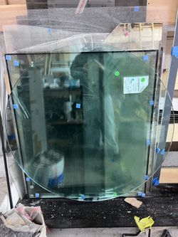 3/4 Inch Clear Temp Glass Table Top 44 Radius