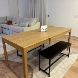 Dining Table With 2 Black Benches