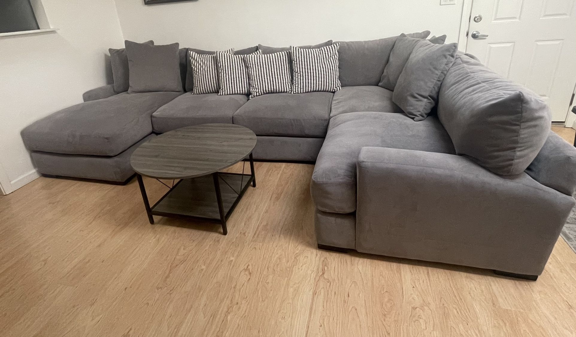 4-Pc. Fabric Chaise Sectional Sofa and Coffee Table