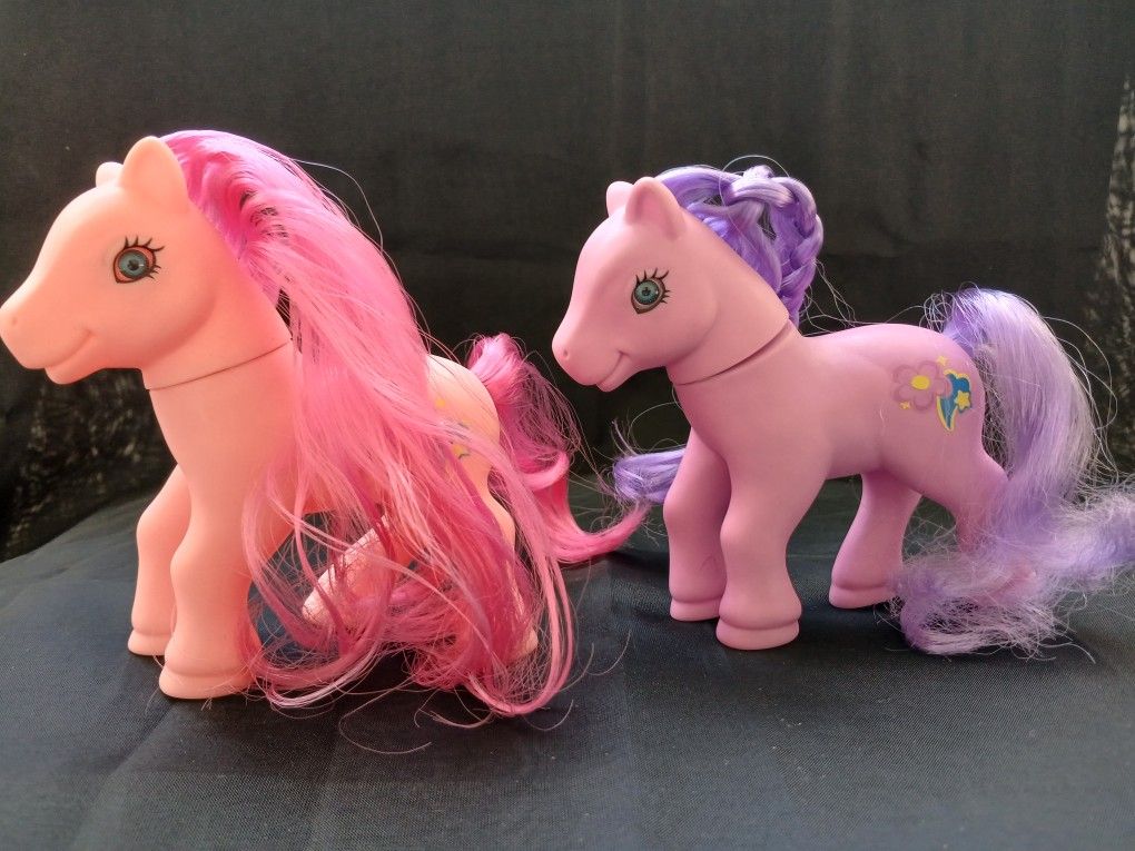 (Set of 2) Vintage Fakie No Brand Pony's Burshable Soft Plastic 5" 1/2 inch Toys