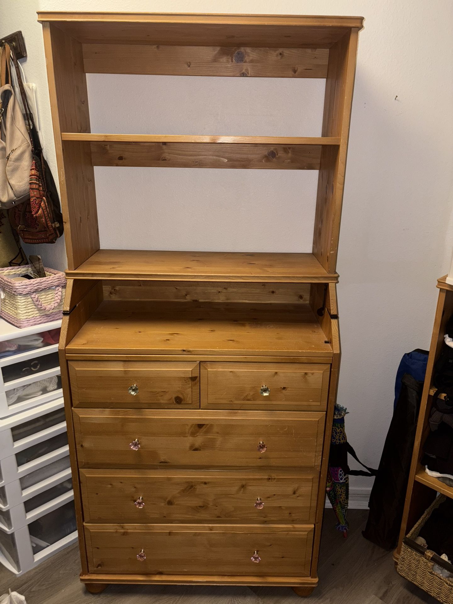 Solid Wood Dresser & Hutch – Nursery, Bedroom, or Kitchen